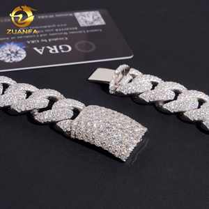 20mm 3 열 큰 쿠바 아이스 아웃 다이아몬드 힙합 보석 팔찌 925 실버 VVS D Moissanite 마이애미 쿠바 링크 체인 목걸이 - Product Image 5