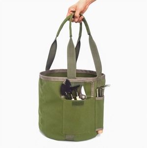 Free Sample Reusable Portable Bucket Garden Tool <b>Bag</b> Waterproof Canvas <b>Gardening</b> Tote Storage Pouch for Farm Work - Product Image 5