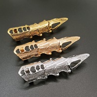 YiLove Cincin Paduan 3/4-Knuckle Gaya Punk yang Dapat Disesuaikan, Desain Cakar Gotik, Cincin Jari Pelindung Sendi yang Dapat Dibengkokkan, Hadiah Pesta untuk Pria Wanita