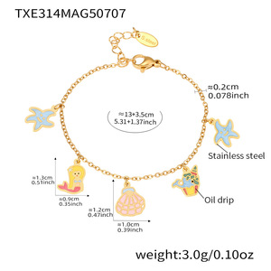 Emaille Meerjungfrau Schmuck <span class=keywords><strong>Set</strong></span> Mädchen Edelstahl Halskette Armband Ohrringe Vergoldete Trendy Whimsical Ocean-Themed <span class=keywords><strong>Kids</strong></span> - Product Image 6