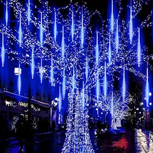 led dusche weihnachten lichter Suppliers-30cm 50cm 80cm 8 Röhren EU/US/AU/UK Stecker Outdoor Weihnachten Dekoration Wasserdicht meteor Dusche Regen LED String Lichter