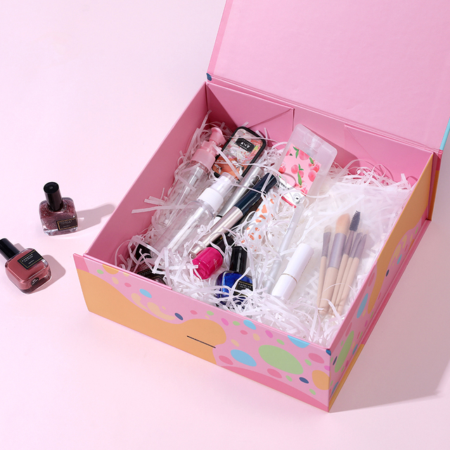 Custom Paper Luxury Cosmetic Hair Folding Foldable Magnetic Packaging Gift Subscription Box With Ribbon