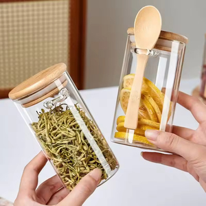 Huyo Seasoning Jars Combination Set Glass <b>Sealed</b> Moisture-Proof Scented Tea Storage with Spoon 501-800ML Modern Design - Product Image 3