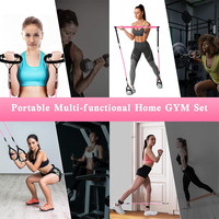 180lbs Gym Réglable 3-Section Pilates Bar Stick Avec Bandes Empilables Poignées Porte Ancre Pilates Bar Kit Avec Bandes De Résistance