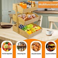 3-laags ecologisch bamboe fruitmand multifunctioneel extra grote capaciteit aanrechtblad opbergstandaard voor winkelopslag