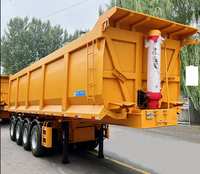 Semi-remorque benne basculante en acier à trois essieux, à rotation arrière, pour le transport de minerai et de marchandises en vrac, haute capacité, neuve, 12R22.5, vendue en Afrique