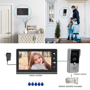 Sistema de Videoportero con Pantalla de 7 Pulgadas, Visión Nocturna, Intercomunicador con Pantalla Clara, Timbre de Audio para Seguridad en el <span class=keywords><strong>Hogar</strong></span>, para Viviendas y Villas - Product Image 5