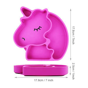 Napperon pour table en forme de <span class=keywords><strong>licorne</strong></span>, sans BPA, assiette d'alimentation pour bébés, avec séparation - Product Image 3