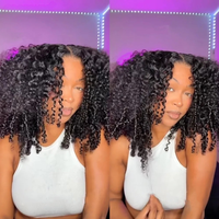 Perruques sans colle en cheveux humains, densité 180%, brun chocolat, style bob afro bouclé audacieux, pré-épilées, prêtes à porter