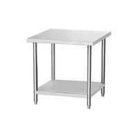 Assemblage facile Tables de travail de cuisine Jambes tubulaires rondes Comptoir carré Établis en acier inoxydable