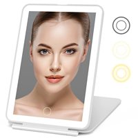 Miroir de maquillage de voyage rechargeable en gros avec 72 lumières LED miroir de beauté de coiffeuse de table pliable à écran tactile LED