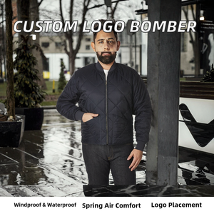 Blouson Bomber Homme Personnalisé avec Logo – Tendance Printemps Décontracté Coupe-Vent Grande Taille avec Logo Frontal - Product Image 2