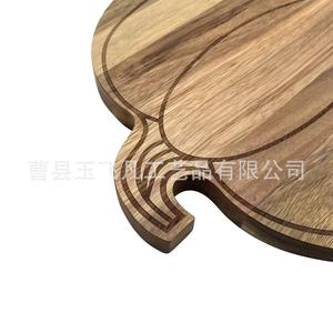 Tabla de cortar de madera de acacia con forma de calabaza de 30.5 cm con asa para bandeja de mesa - Product Image 4