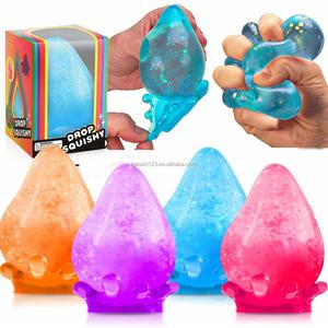 ของเล่นบีบคลายเครียดรูปหยดน้ำมอลโทสเนื้อนุ่ม พร้อมกลิตเตอร์ TPR น้ำตาลมอลท์ บรรเทาความเครียด บีบเล่นได้ เนื้อสัมผัสนุ่มยืดหยุ่น - Product Image 1