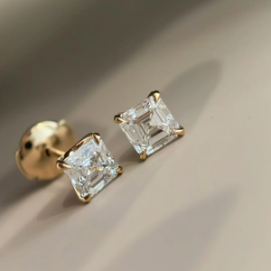IGI 2ct Asscher kesim 18K sarı altın E/VVS2 Lab yetiştirilen elmas küpe kadınlar için lüks takı - Product Image 3
