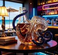 Bouteille en verre originale en forme de pieuvre, capacité 900-1000 ml, design durable, ajoute une touche artistique à la décoration de fête
