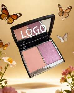 Paleta de Rubor de Doble Color, Acabado Brillante, Resistente al Agua, Fórmula en Polvo Suave y de Larga Duración, Certificación HALAL, Maquillaje para Piel Clara - Product Image 1