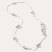 Collier à breloque plaqué or avec perle d'eau douce baroque certifiée CE ASTM REACH, pour bijoux de mode en matériaux naturels