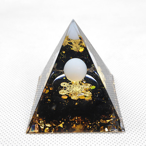 <b>Crystal</b> Epoxy Pyramid Resin Ornament White <b>Ball</b> Obsidian Internal Engraving Home Decoration Desktop Decor - Product Image 2