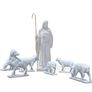 Décor de <span class=keywords><strong>parc</strong></span> extérieur grande statue de mouton en marbre blanc, statue de dieu, jésus, Christ - Product Image 2