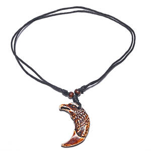 Kalung Retro Etnik FX047 Imitasi Gading Liontin Elang Tulang Yak untuk Pesta Kalung Pria Perhiasan Wanita Amulet Tribal Afrika - Product Image 5