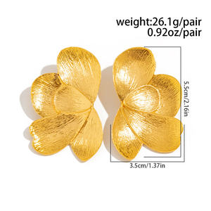 Boucles d'Oreilles Puces Exagérées en Métal à Grandes Fleurs Multi-feuilles pour Femme, Breloques de Dame, Accessoires de Bijoux à la Mode, Cadeau - Product Image 6