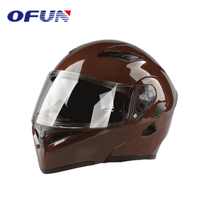 Mũ Bảo Hiểm OFUN Đi Mô Tô, Mũ Bảo Hiểm Xe Máy Hai Lớp PVC Mặt Mở Màu Nâu Chấm Bi - Product Image 4