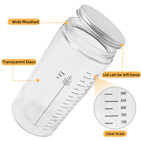 Kit de démarrage pour levain de 1000 ml, pot à levain de grande capacité de 34 oz avec spatule en silicone, 5 caractéristiques uniques