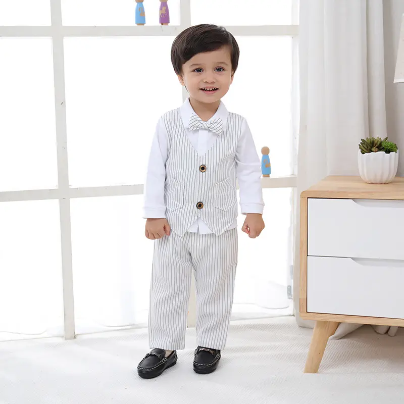 New Style Kids 2 Piece Sets Boys Quality Children Clothes Baby Suit Set Boy 1-4 Years Shirt Dress Bow Tie Set For Boys