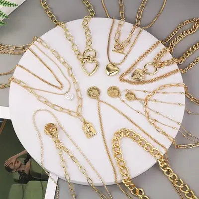 DAIHE Moda Jóias Pérola Chunky Chain18k Ouro Multi-Layer Gargantilha Colares Para As Mulheres