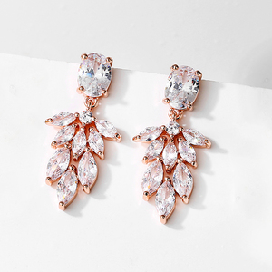 RAKOL EP3171 nuevo clásico Popular forma de hoja 18K plateado cristal completo generoso joyería fina pendientes de diamantes de imitación - Product Image 5