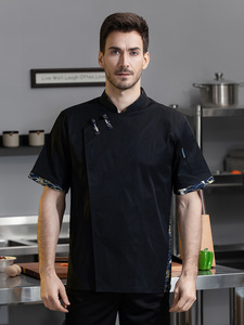 Hebilla de tela de estilo chino de alta calidad, manga corta, Hotel, Catering, restaurante especial, cocina, ropa de trabajo, uniforme de Chef - Product Image 4