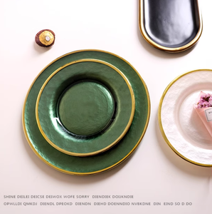 Personalizzabile elegante piatto di insalata di vetro smeraldo moderno Set di stoviglie eco-friendly <span class=keywords><strong>per</strong></span> riunioni di famiglia cene di nozze - Product Image 2