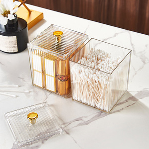 Cosmetic Storage Box With Compartments Transparent Makeup Organizer For Cotton Pads Swabs Lipstick And Pads Dressing Table Use - Product Image 3