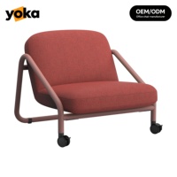 Fauteuil confortable en tissu doux sur roulettes avec structure en acier, siège portable pour les espaces publics et le salon à domicile