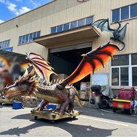 Dragon Animatronique Géant Occidental Automatique Télécommandé en Métal et Silicone Étanche pour Parc d'Aventures et Utilisation Extérieure en Garderie