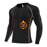 Ensemble de vêtements de sport compressifs doublés de polaire pour hommes, tenue d'entraînement à séchage rapide et haute élasticité pour le jogging matinal, la course à pied et l'entraînement en salle de sport