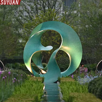 Grande sculpture géométrique abstraite moderne en acier inoxydable 3D, gravée et sculptée, couleur personnalisée, logo personnalisé, épaisseur 2 mm, soudure fine