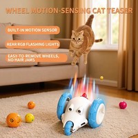 Juguete Automático para Gatos con Plumas, Sensor de Movimiento Inteligente Incorporado, Anti-Atascos de Pelo, Rueda Desmontable, Diseño de Caja de Dibujos Animados, Material ABS, Venta al Por Mayor