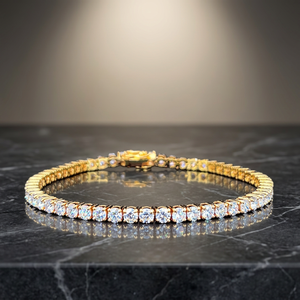 Bracelet tennis en diamant naturel 3,50 carats, couleur J K, clarté SI, jaune, or 14 carats, certifié IGI, bijoux fins élégants - Product Image 2