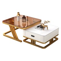 Table basse de designer italien à bas prix avec dessus en pierre Table centrale moderne de haute qualité, légère et luxueuse Ensemble de tables basses pour salon