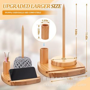 Soporte para bobinas de hilo de madera maciza, herramienta de tejer giratoria ovalada para manualidades de bordado de escritorio - Product Image 2