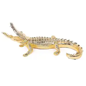 gold and silver resin office living room decorative fiberglass statue animal crocodile decor