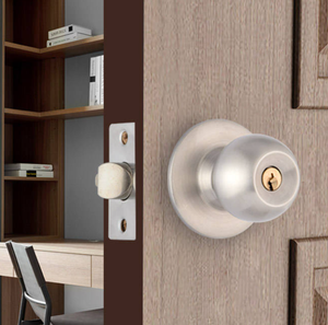 Key Ball Round Cylindrical Brass Cylinder Stainless Steel Handle <strong>Door</strong> <strong>Knob</strong> Lock - Product Image 2