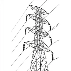 Özelleştirilmiş kaliteli çelik güç kulesi 110KV galvanizli elektrik güç hattı kulesi