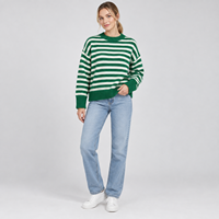 Pull tricoté rayé tendance à col ras du cou pour femme, surdimensionné, texturé et duveteux, décontracté, vente en gros OEM ODM personnalisé