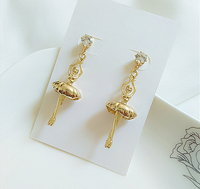 Boucles d'oreilles élégantes en or pour femmes, motif ballerine, bijoux fantaisie pour filles, cadeau idéal