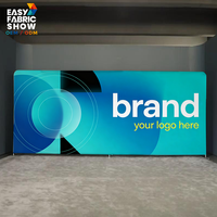 Support d'affichage en tissu tendu en gros 394x222cm, cadre en aluminium sur mesure, toile de fond par sublimation pour stand d'exposition commerciale