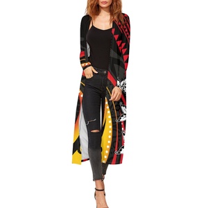 Women Fashion <strong>Long</strong> Kimono <strong>Cardigan</strong> <strong>Plus</strong> <strong>Size</strong> Swim Suit Cover up Polynesian Samoa Tribal Tapa Design Custom Coat for Women Summer - Product Image 5