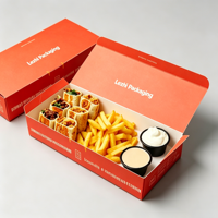 Boîte alimentaire en papier kraft résistant à l'huile de qualité alimentaire, avec logo personnalisé imprimé en couleur, pour emballage de poulet frit et de restauration rapide